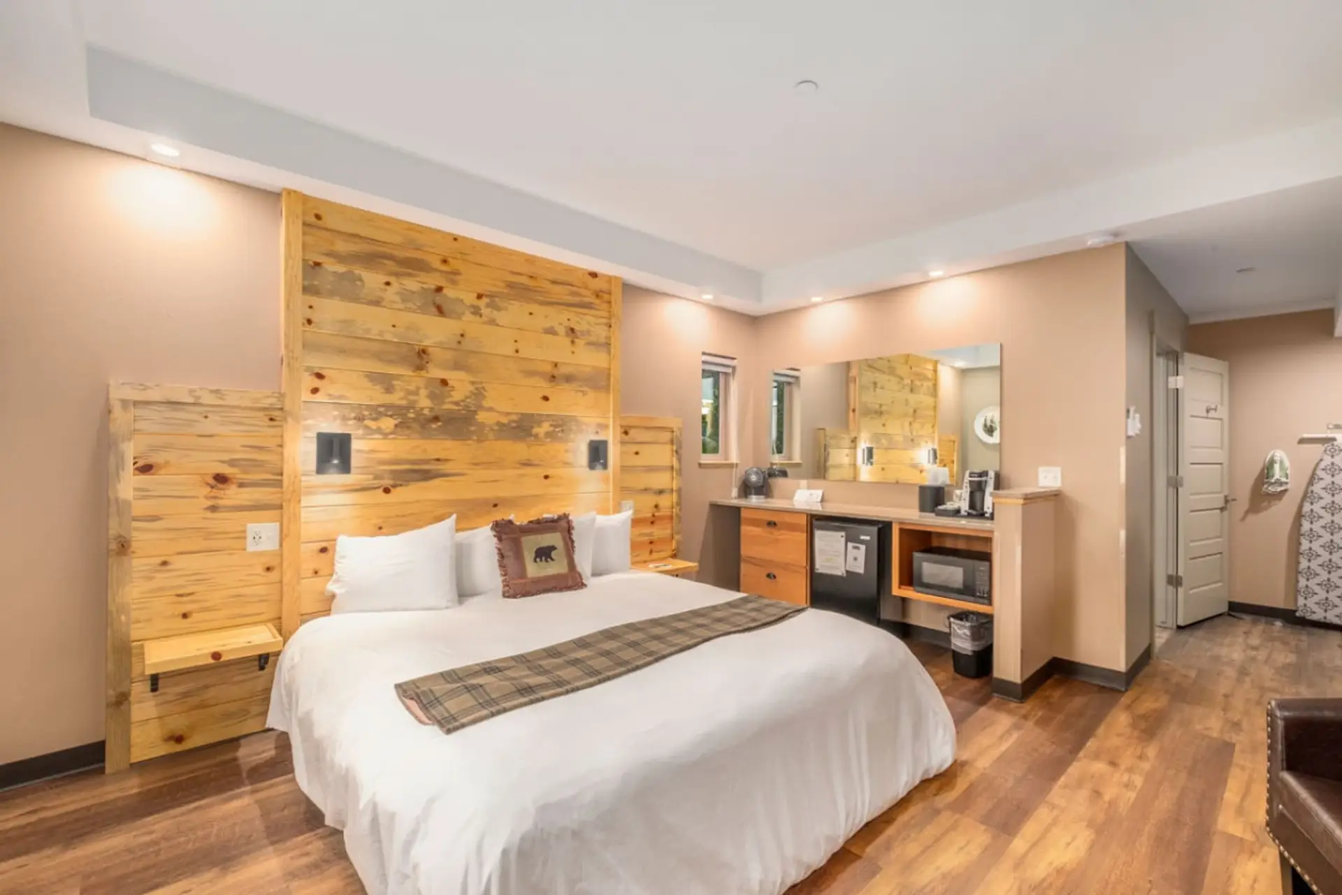 Big king bed in this ADA accessible Lodge room
