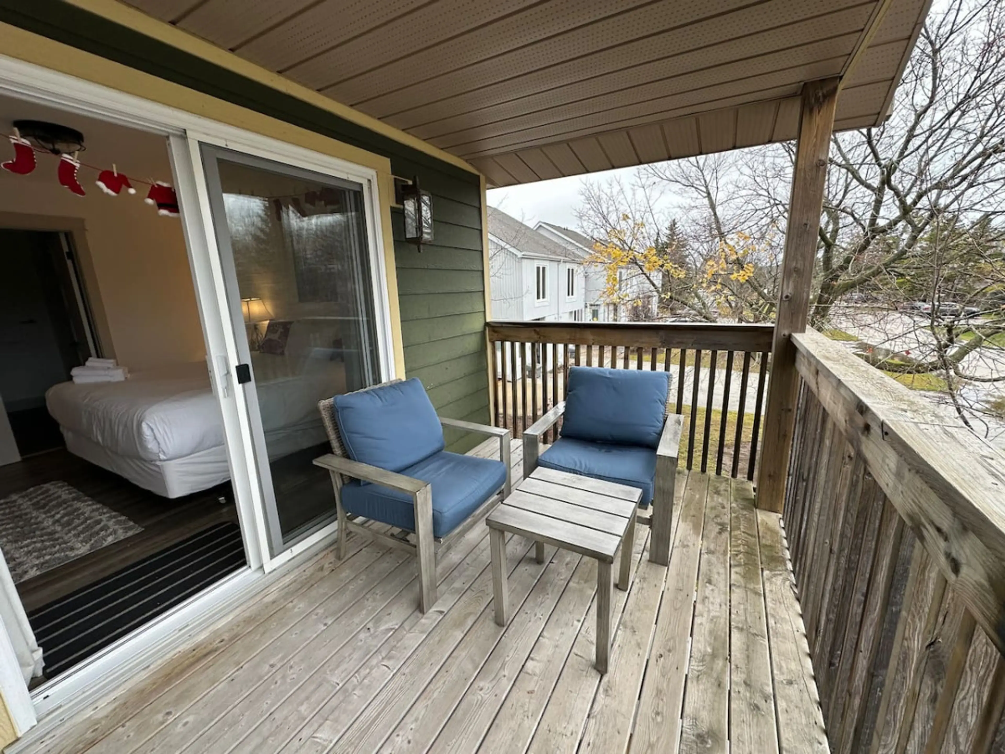 Comfy chairs on balcony. Peaceful for coffee or apres ski