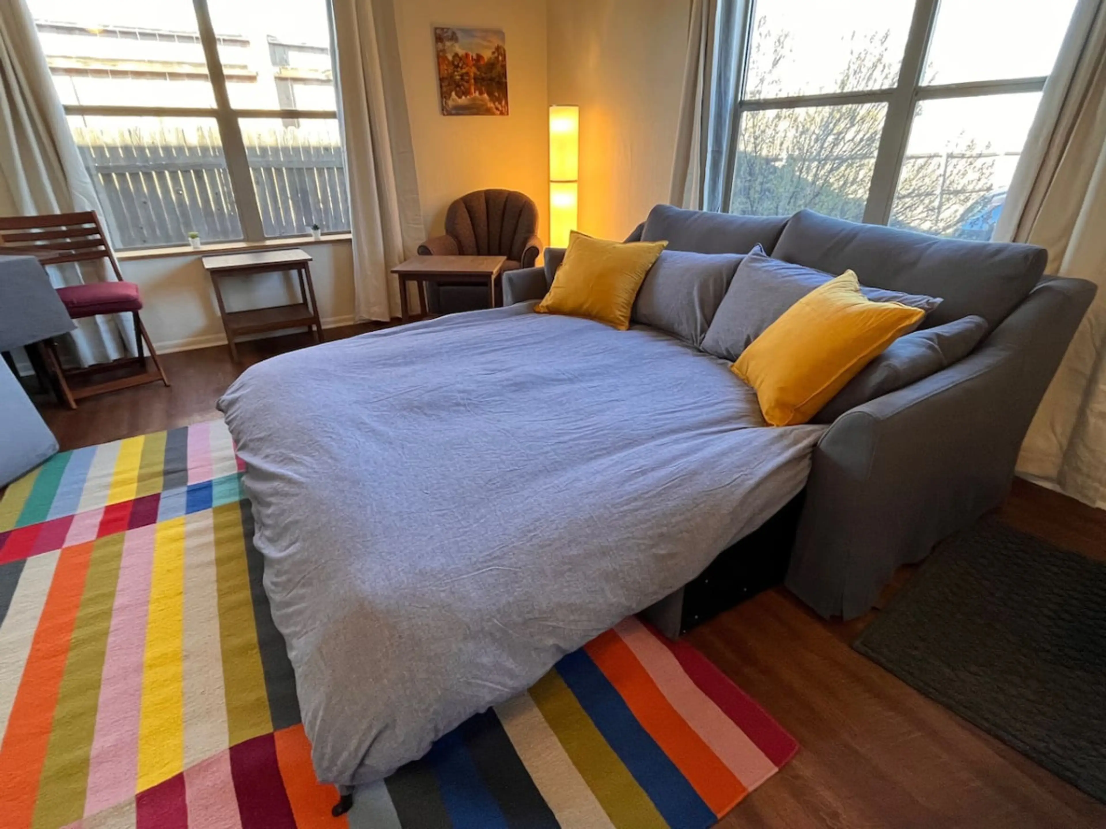 Living room with bed out