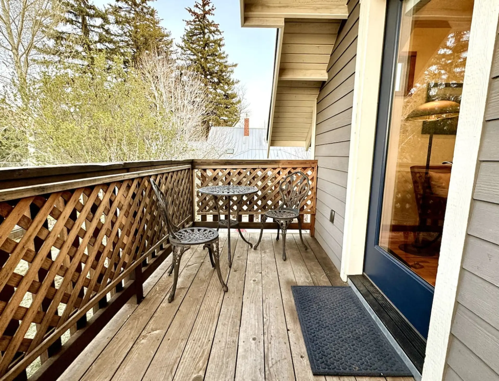 The private patio is right out the front door and has a great view!