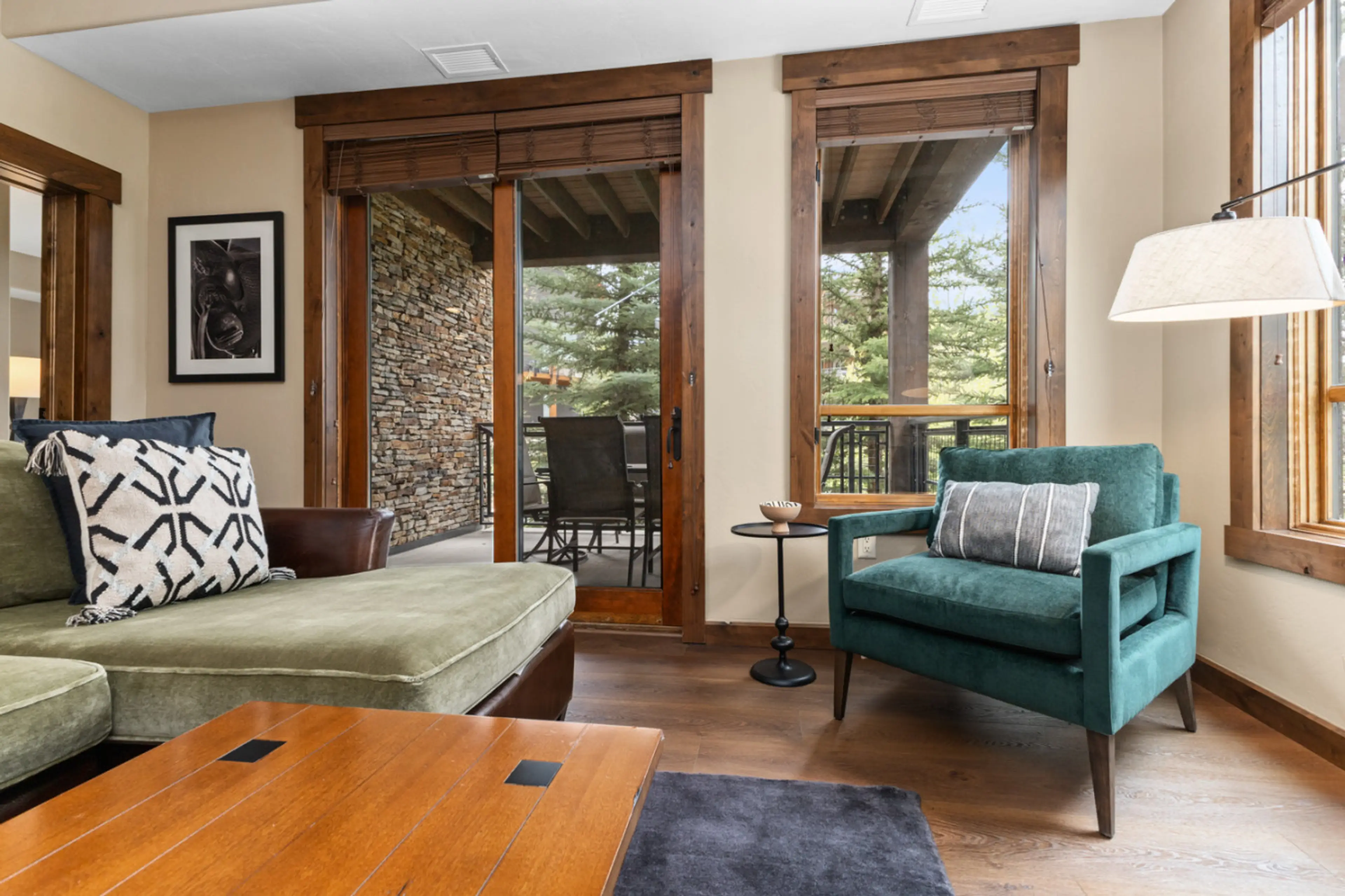 Living room with Deck in Background