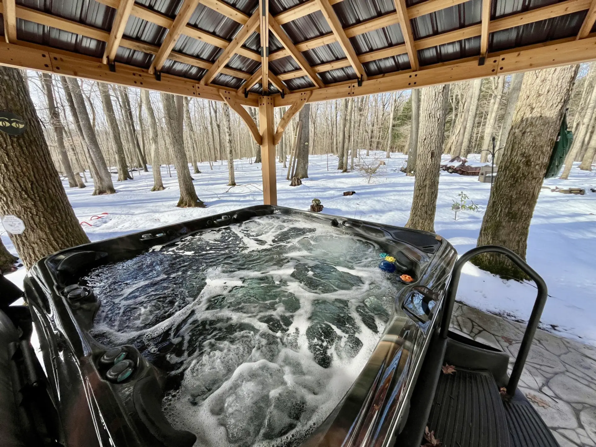 Nothing better than a hot soak among the trees after a day on the slopes