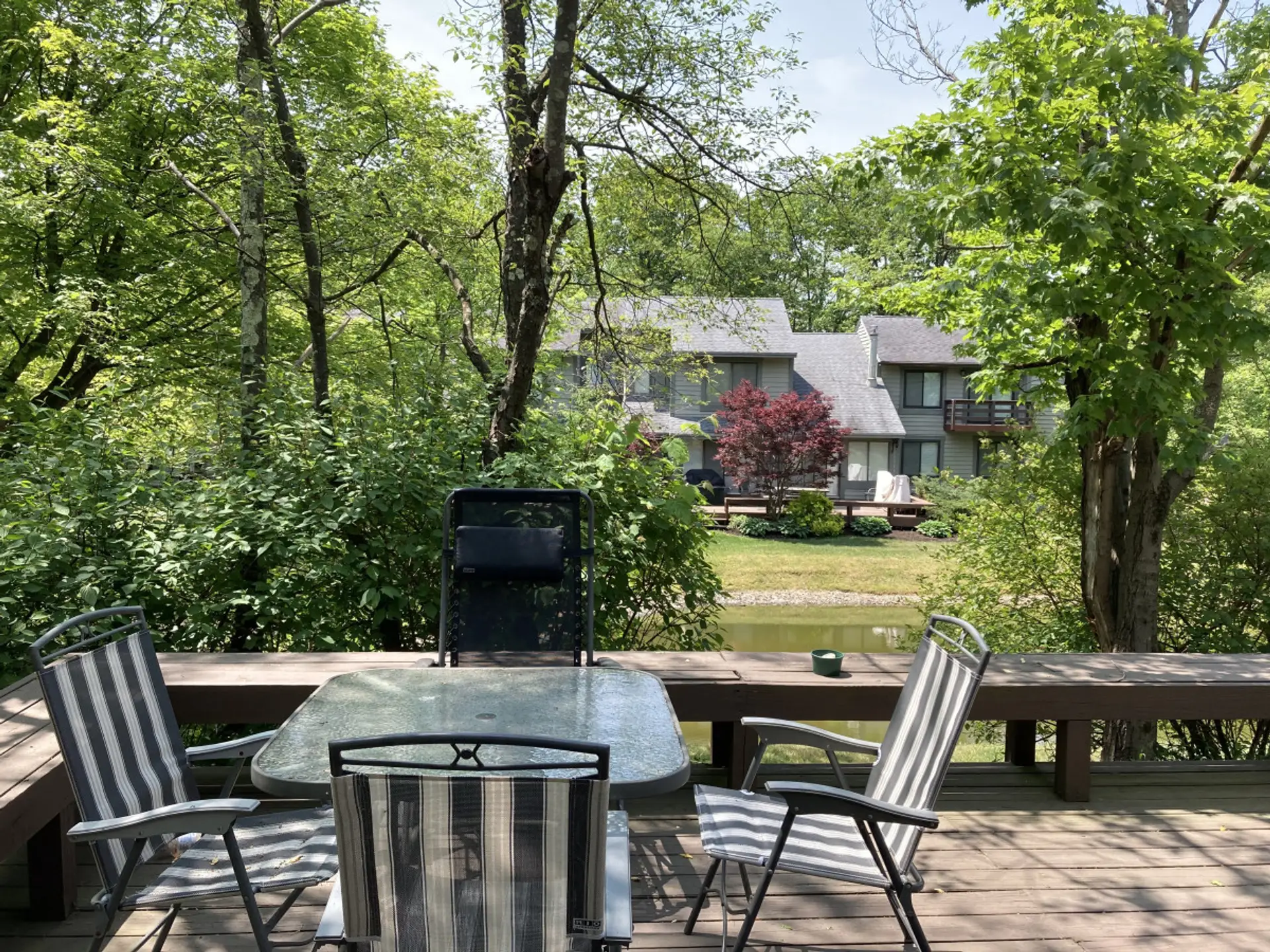 Surrounded by luscious greenery & overlooking the pond