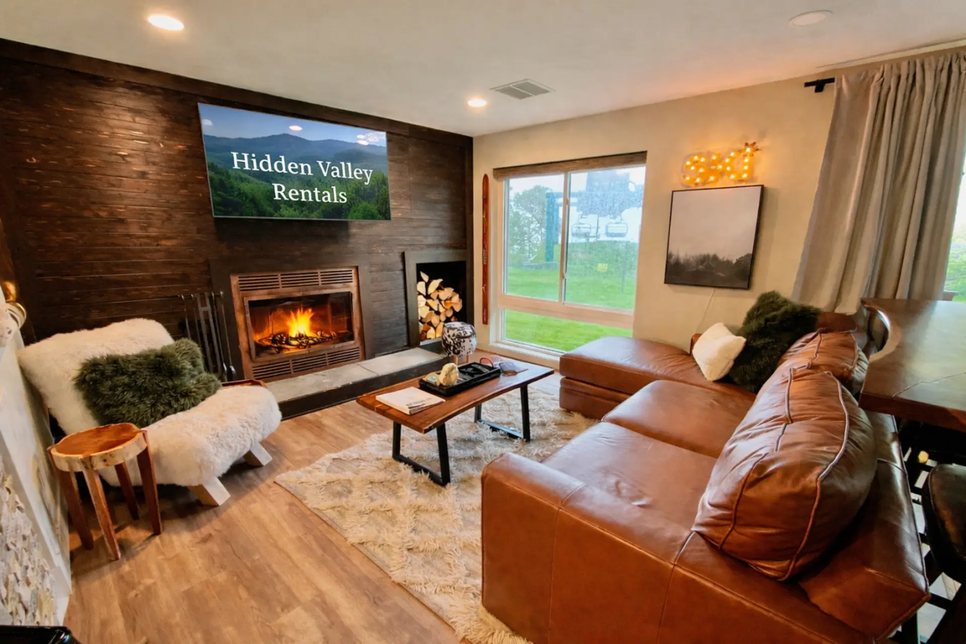 Snuggle in for a movie night or grab a drink and warm your toes by the fire