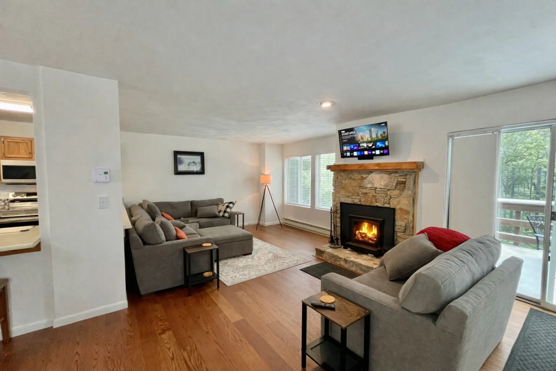Grab some popcorn and a blanket to snuggle in front of the fireplace for a movie night