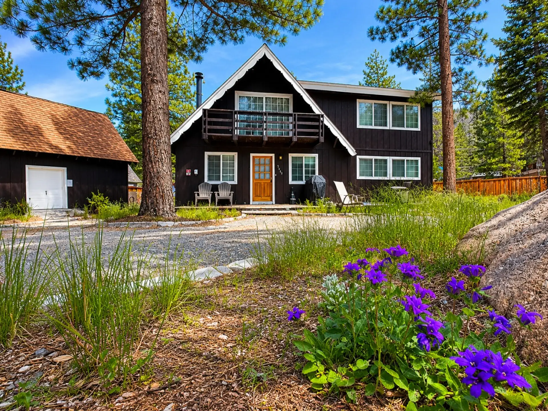 Exterior in Spring showing a Natural yard