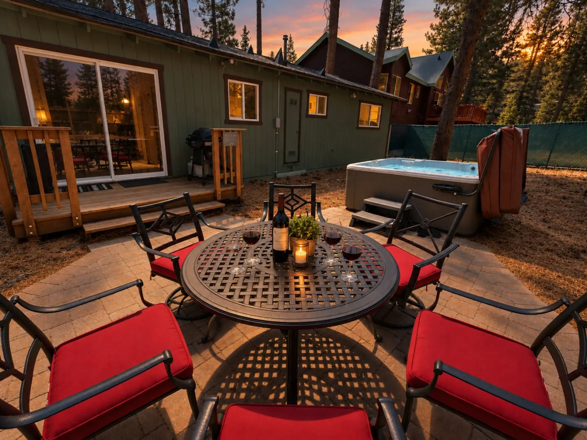 New patio & hot tub in private backyard