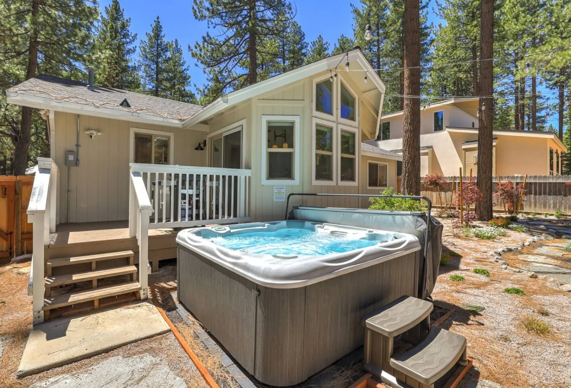 Brand new hot tub in the epic backyard