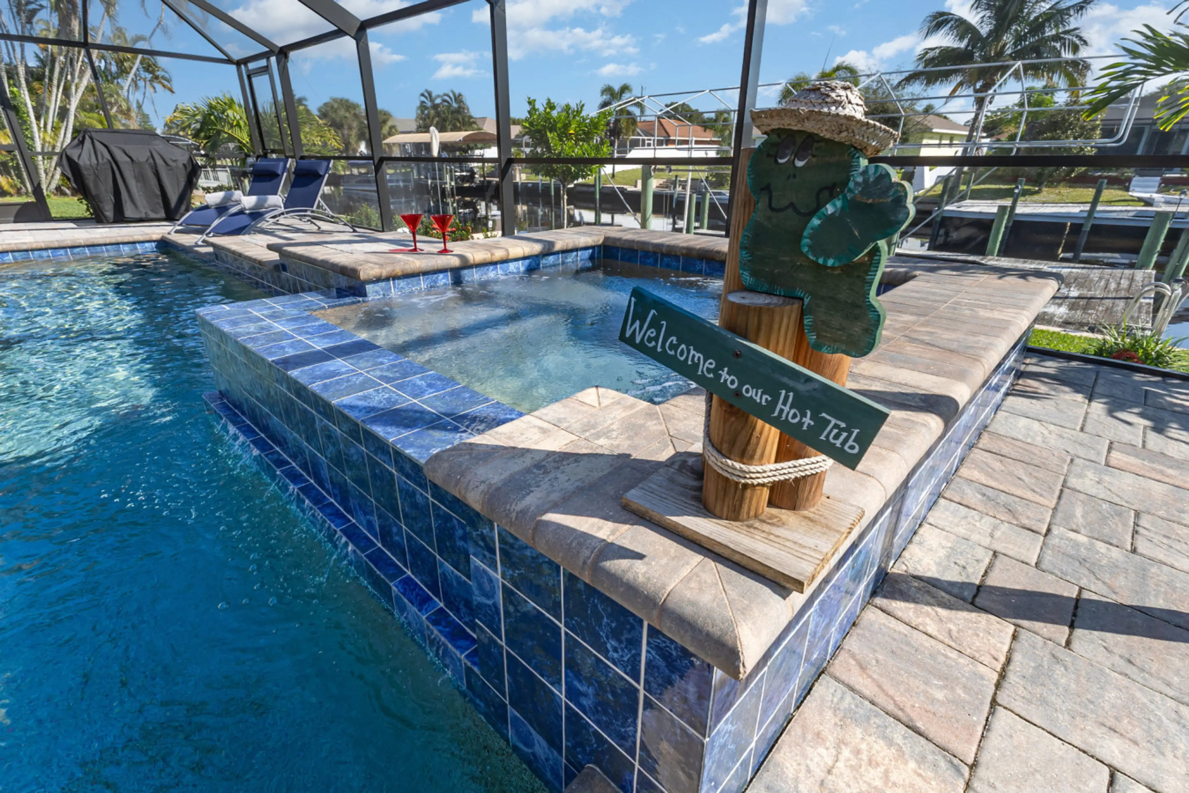 Welcome to your poolside paradise — heated spa, sparkling water, and waterfront relaxation from the moment you arrive.