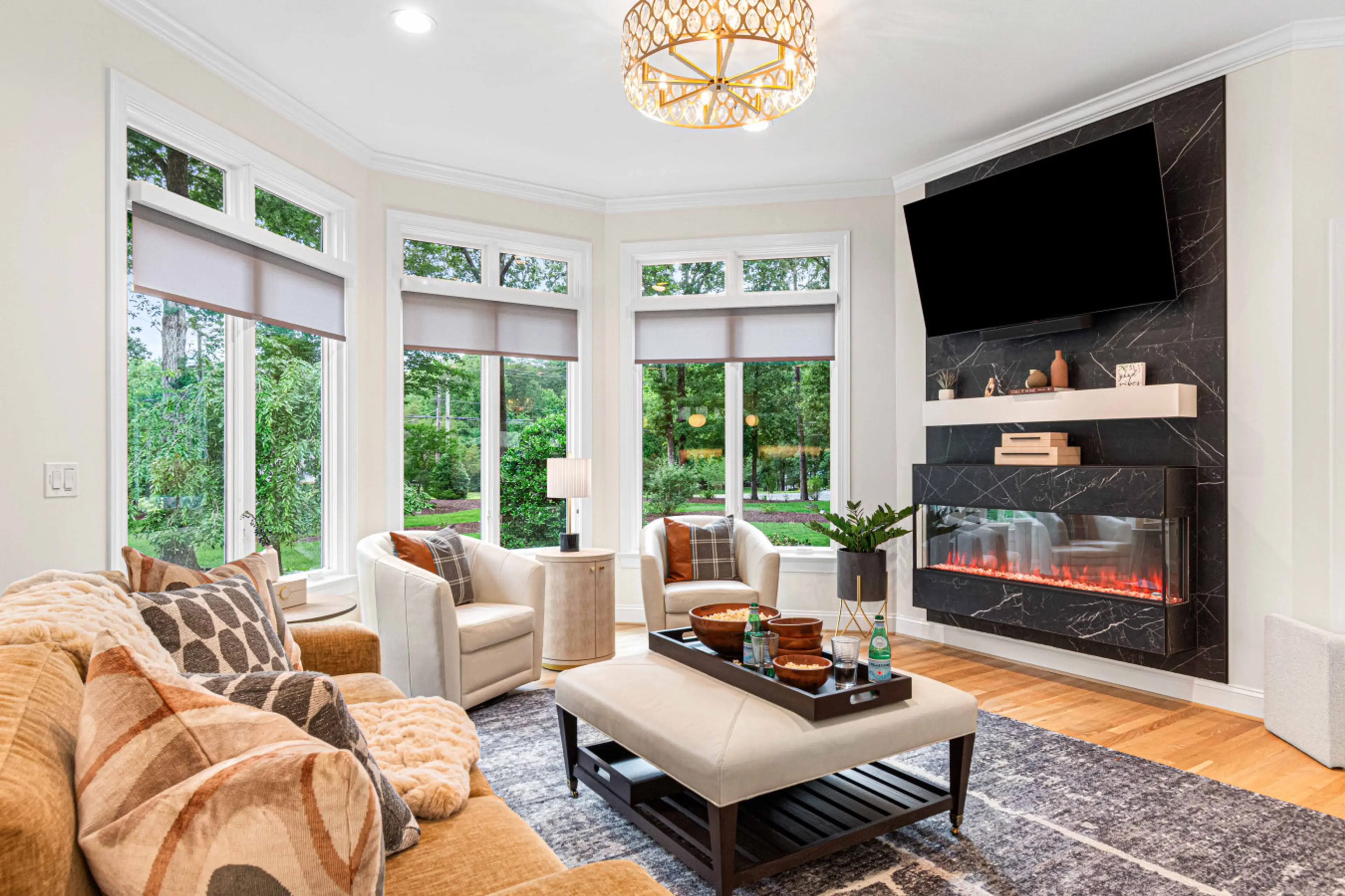 Our living room features a 65" TV and an electric fireplace.  The perfect spot to watch TV as a family.