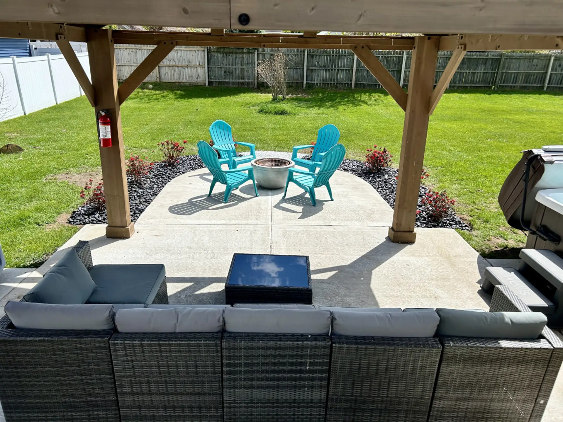 Patio, Fire Pit, Grill, and Hot Tub