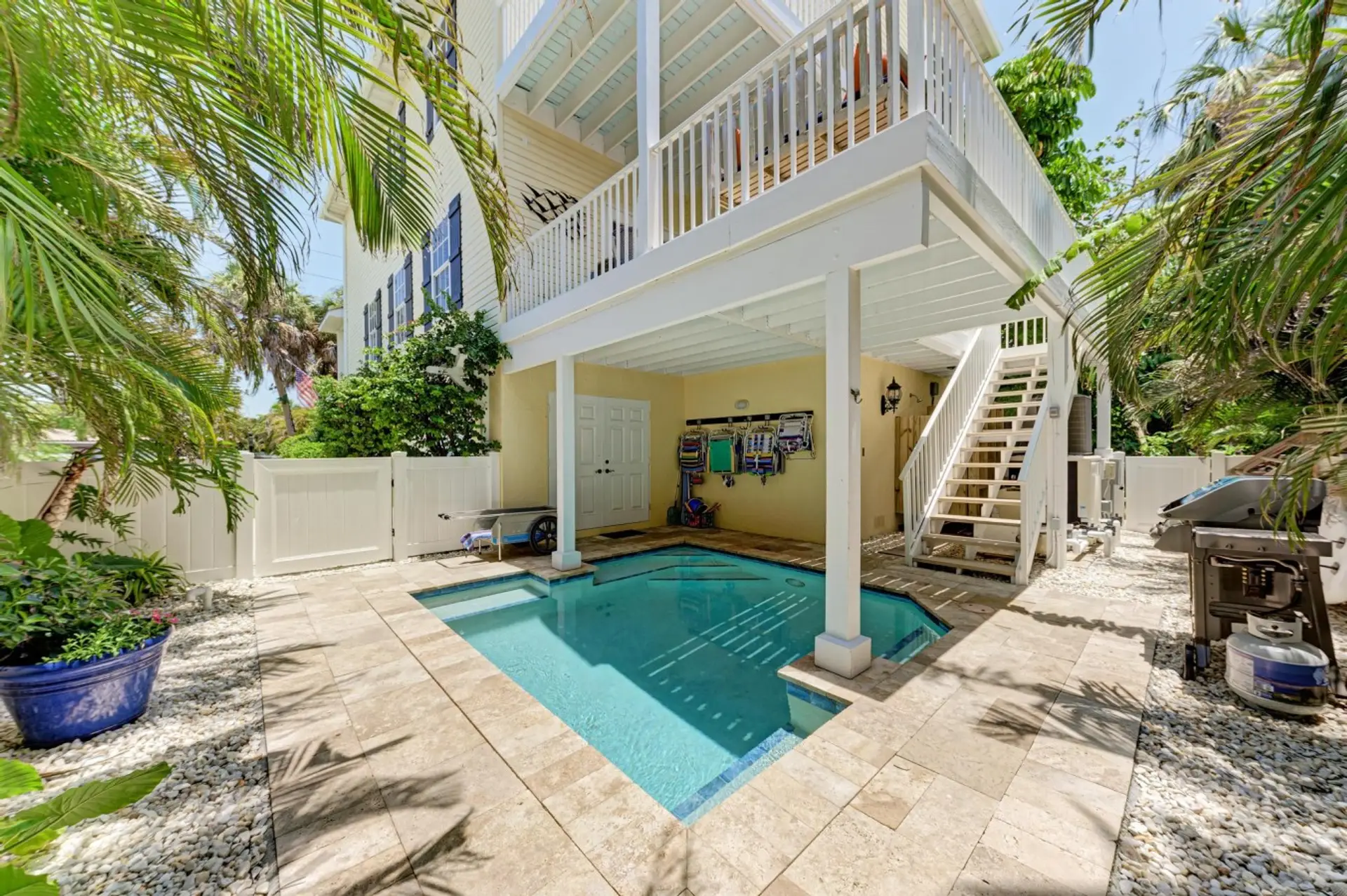 Backyard area with private heated pool