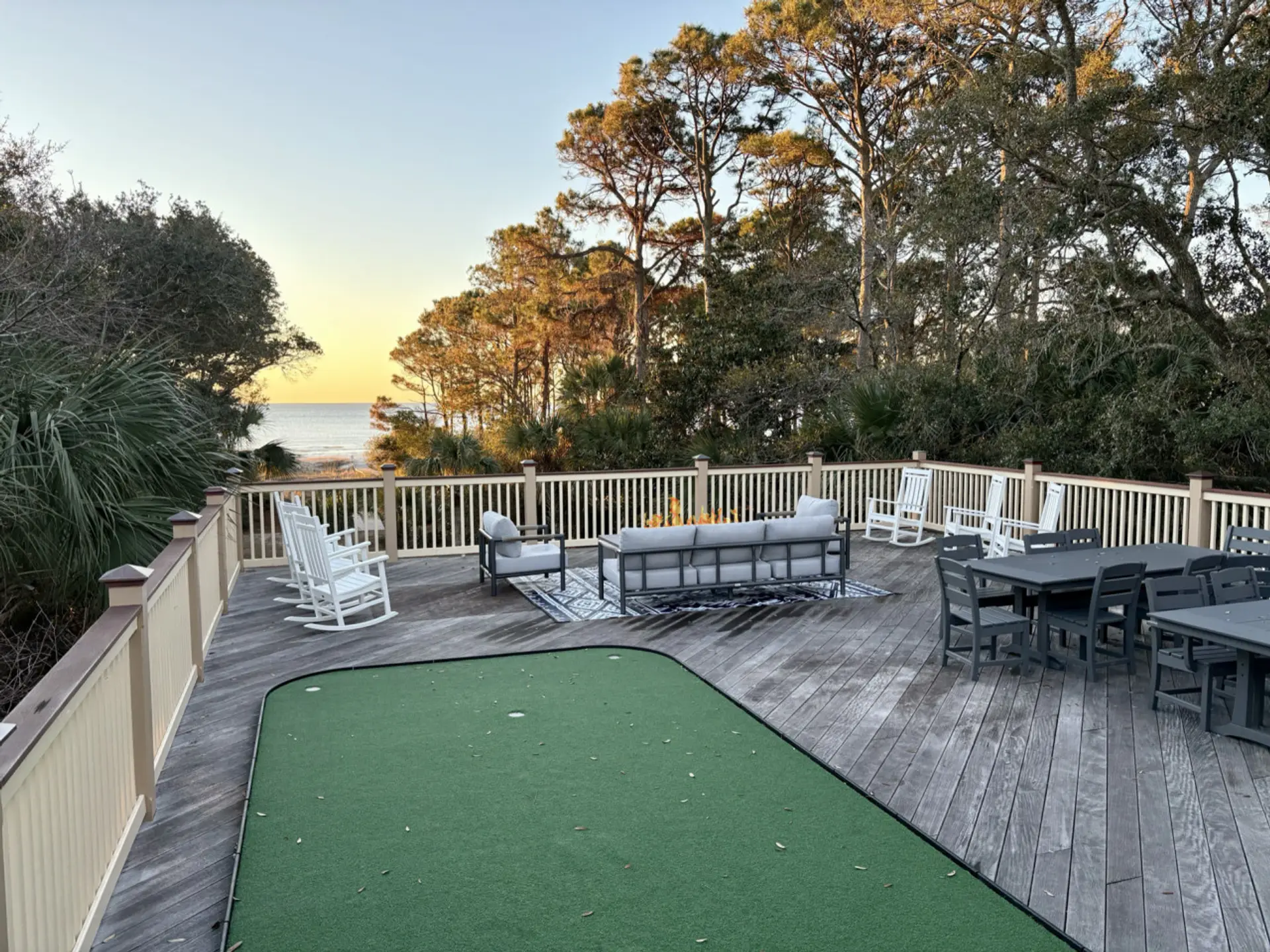 Roof Deck with Fire Table and Beach View